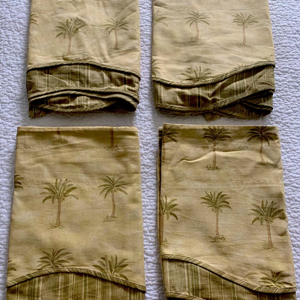EUC WAVERLY HOME CLASSICS TAHITI II set of Four Valances Tropical Palm Trees
